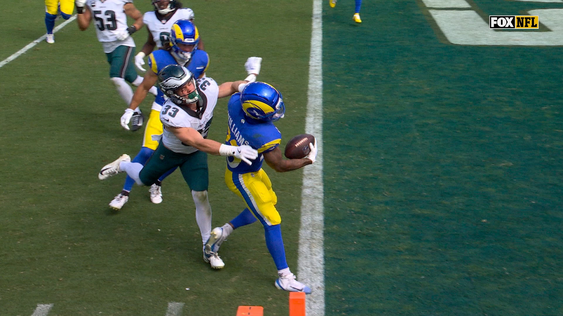 Rams capitalize on fumble recovery, score touchdown on next play to extend lead over Eagles | NFL Highlights