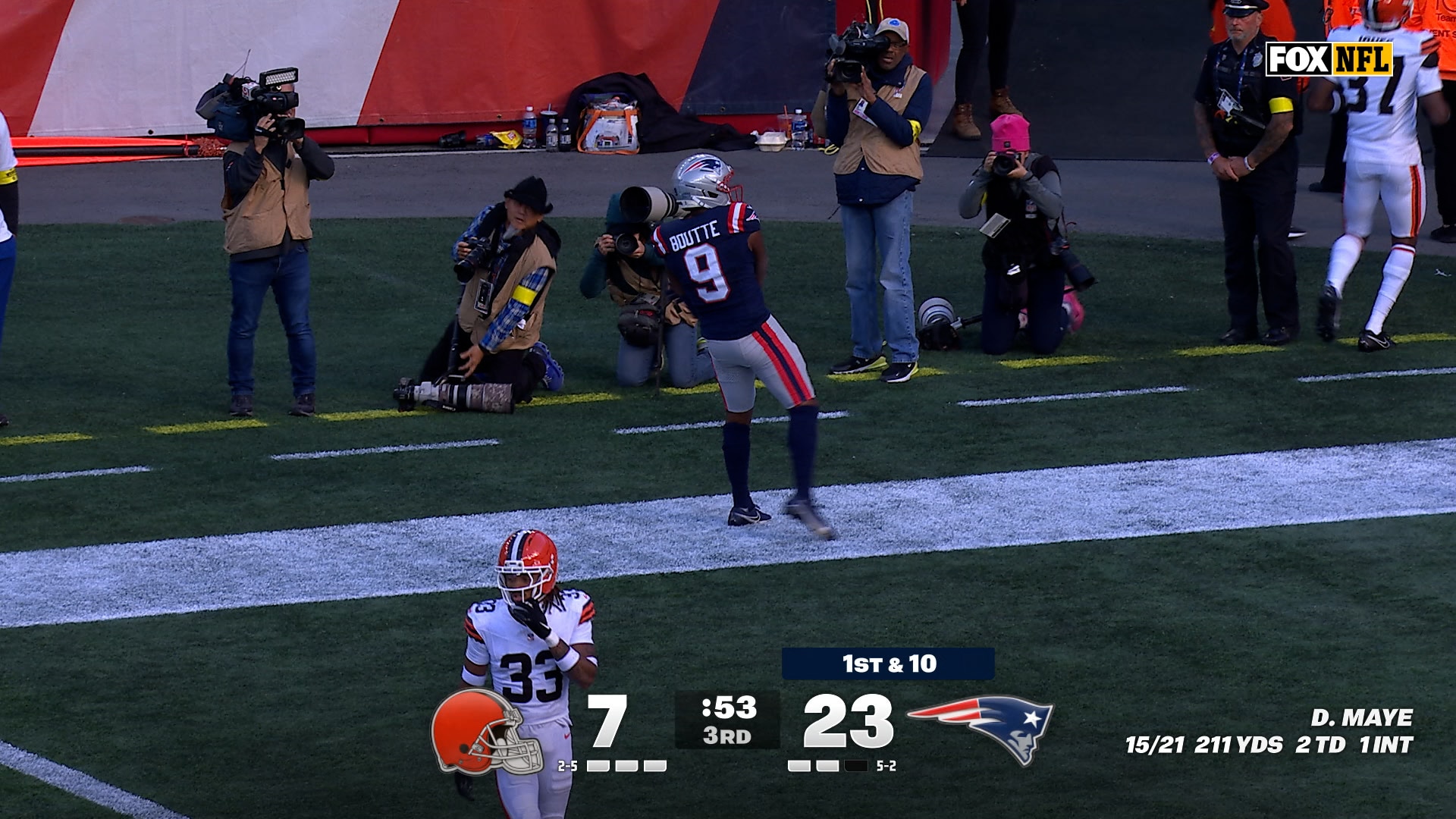 Drake Maye Launches 39-Yard TD Pass to Kayshon Boutte, Extending Patriots’ Lead Over Browns | NFL Highlights